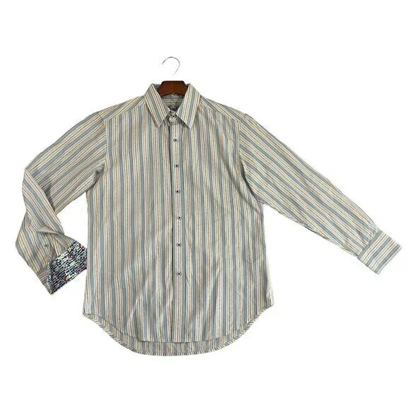 Robert Graham Mens Shirt Striped Button Front Long Sleeve Size Small - Picture 1 of 8